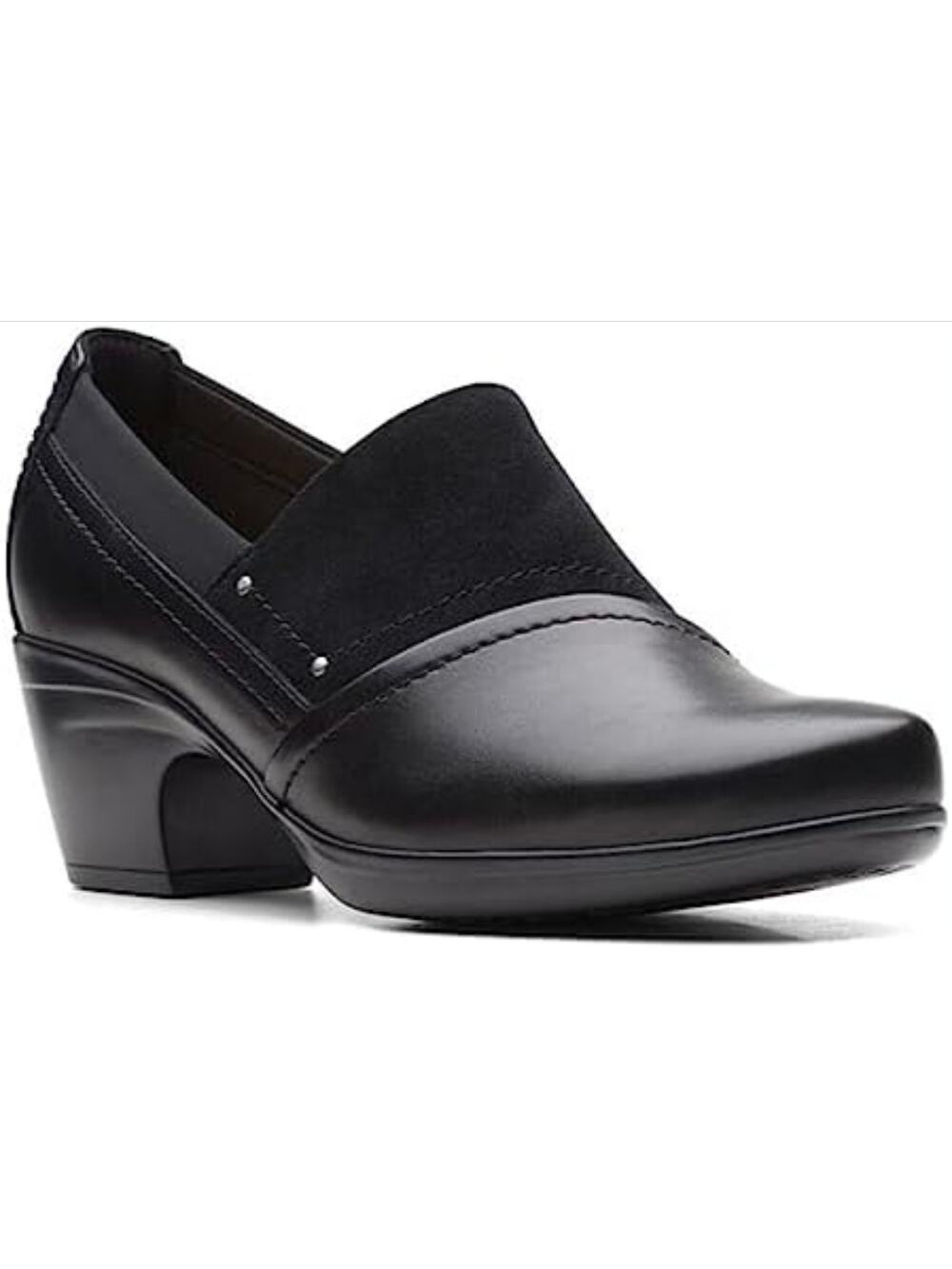 Clarks Women's Emily Step Leather Loafer Clog Heel Shoes Size 7.5M
